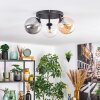 Gastor ceiling light, globe light Amber, chrome, clear, Smoke-coloured, 3-light sources
