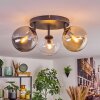 Gastor ceiling light, globe light Amber, chrome, clear, Smoke-coloured, 3-light sources