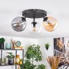 Gastor ceiling light, globe light Amber, chrome, clear, Smoke-coloured, 3-light sources