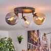 Gastor ceiling light, globe light Amber, chrome, clear, Smoke-coloured, 3-light sources