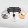 Gastor ceiling light, globe light Amber, chrome, clear, Smoke-coloured, 3-light sources