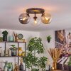 Gastor ceiling light, globe light Amber, chrome, clear, Smoke-coloured, 3-light sources