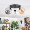 Gastor ceiling light, globe light Amber, chrome, clear, Smoke-coloured, 3-light sources