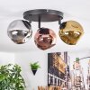 Ripoll ceiling light, globe light chrome, gold, coppery, Smoke-coloured, 3-light sources