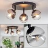 Chehalis ceiling light, globe light clear, Smoke-coloured, 3-light sources