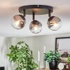 Chehalis ceiling light, globe light clear, Smoke-coloured, 3-light sources