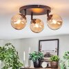 Chehalis ceiling light, globe light Amber, 3-light sources