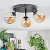 Chehalis ceiling light, globe light Amber, 3-light sources