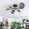 Koyoto ceiling light, globe light Amber, clear, Smoke-coloured, 6-light sources