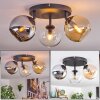 Koyoto ceiling light, globe light Amber, chrome, clear, Smoke-coloured, 3-light sources