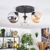 Koyoto ceiling light, globe light Amber, chrome, clear, Smoke-coloured, 3-light sources
