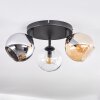 Koyoto ceiling light, globe light Amber, chrome, clear, Smoke-coloured, 3-light sources