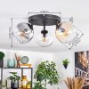 Koyoto ceiling light, globe light Amber, clear, Smoke-coloured, 3-light sources