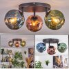 Ripoll ceiling light, globe light blue, green, coppery, 3-light sources