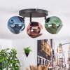 Ripoll ceiling light, globe light blue, green, coppery, 3-light sources