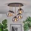 Koyoto ceiling light, globe light brass, black, 5-light sources