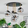 Koyoto ceiling light, globe light brass, black, 5-light sources