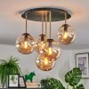 Gastor ceiling light, globe light brass, black, 5-light sources