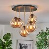 Gastor ceiling light, globe light brass, black, 5-light sources