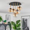 Koyoto ceiling light, globe light brass, black, 5-light sources