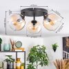 Koyoto ceiling light, globe light Amber, clear, 3-light sources