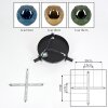 Ripoll ceiling light, globe light blue, gold, green, 3-light sources