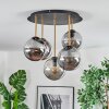 Gastor ceiling light, globe light 45 cm brass, black, 5-light sources
