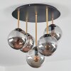 Gastor ceiling light, globe light 45 cm brass, black, 5-light sources