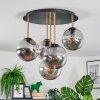 Gastor ceiling light, globe light 45 cm brass, black, 5-light sources