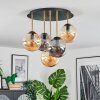 Gastor ceiling light, globe light brass, black, 5-light sources