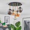 Gastor ceiling light, globe light brass, black, 5-light sources