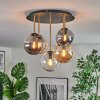 Gastor ceiling light, globe light brass, black, 5-light sources