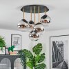 Gastor ceiling light, globe light brass, black, 5-light sources
