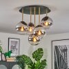 Gastor ceiling light, globe light brass, black, 5-light sources