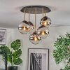 Gastor ceiling light, globe light brass, black, 5-light sources