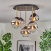 Gastor ceiling light, globe light brass, black, 5-light sources