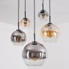 Koyoto hanging light, globe light, pendant light Amber, clear, Smoke-coloured, 5-light sources