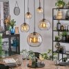 Koyoto hanging light, globe light, pendant light Amber, clear, 5-light sources