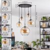 Koyoto hanging light, globe light, pendant light Amber, clear, 5-light sources