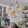 Koyoto hanging light, globe light, pendant light Amber, clear, 5-light sources