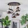 Koyoto ceiling light, globe light 45 cm brass, black, 5-light sources