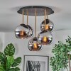 Koyoto ceiling light, globe light 45 cm brass, black, 5-light sources
