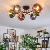 Koyoto ceiling light, globe light 59 cm blue, green, clear, coppery, 6-light sources