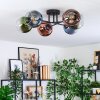 Koyoto ceiling light, globe light 59 cm blue, green, clear, coppery, 6-light sources