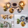 Koyoto ceiling light, globe light 59 cm blue, gold, green, clear, 6-light sources
