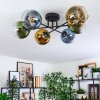 Koyoto ceiling light, globe light 59 cm blue, gold, green, clear, 6-light sources