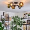 Koyoto ceiling light, globe light 59 cm blue, gold, green, clear, 6-light sources
