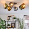 Koyoto ceiling light, globe light 59 cm blue, gold, green, clear, 6-light sources