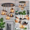 Koyoto ceiling light, globe light 45 cm brass, black, 5-light sources