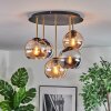Koyoto ceiling light, globe light 45 cm brass, black, 5-light sources